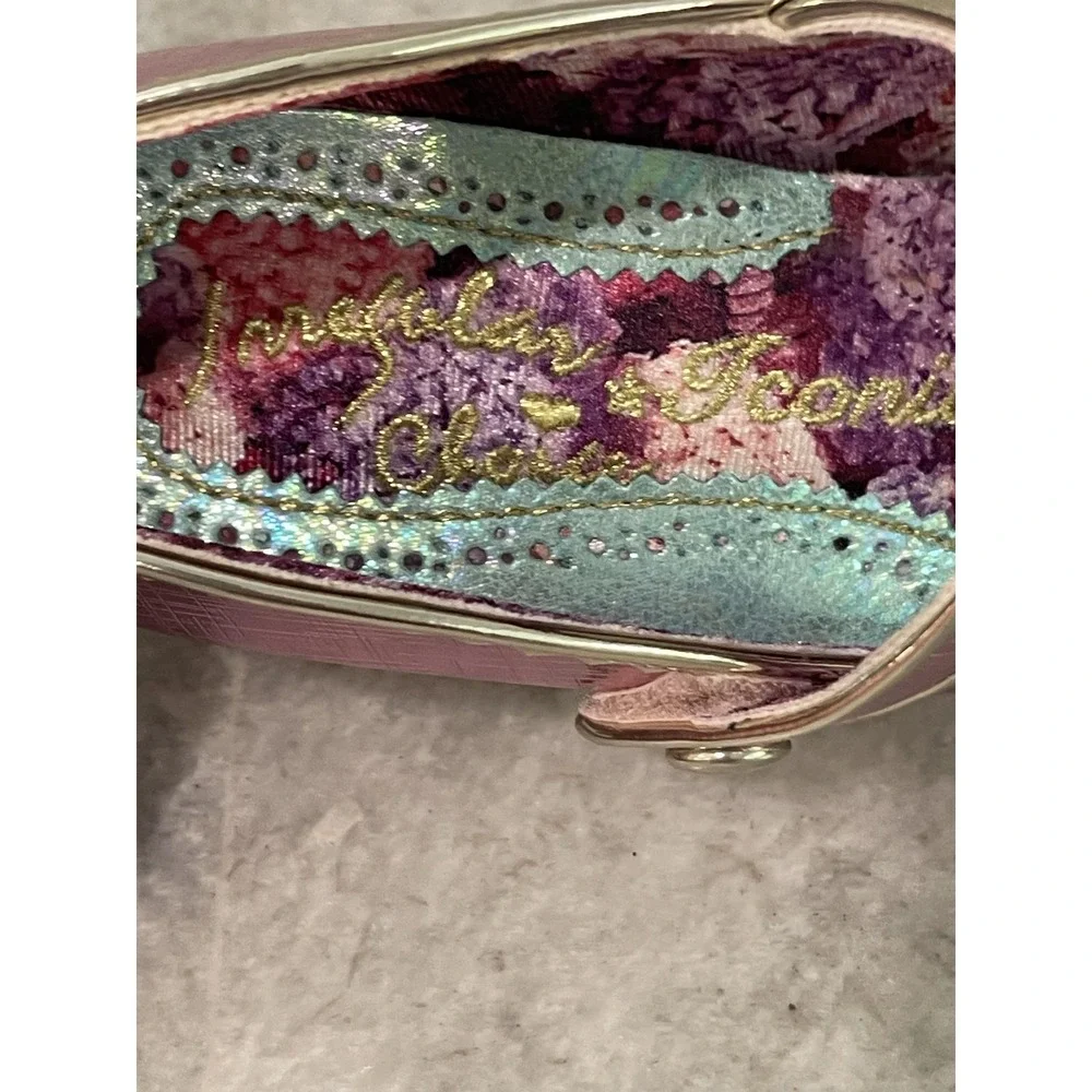 Irregular Choice Pink Purple Shimmer Mary Jane Heels with Blue Glitter Bows